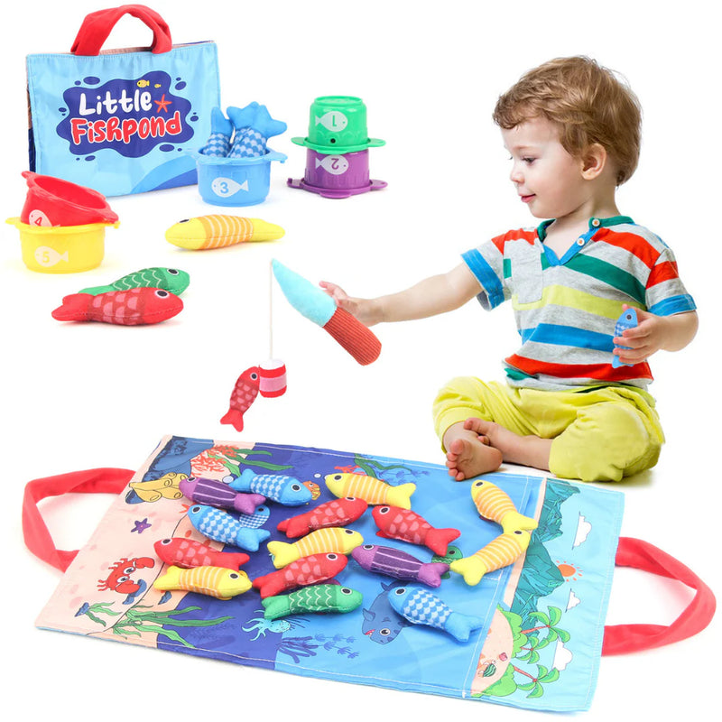 Brinquedo de pelúcia Montessori para pescar